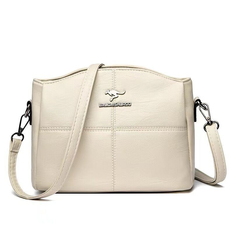 Korean-style Womens Shoulder Soft Leather Versatile Design Large Capacity And Embroidered Crossbody Bag